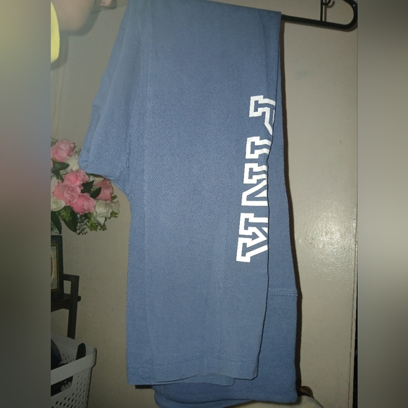 Victoria's Secret Pants - Victoria's Secret Blue Leggings With PINK Logo